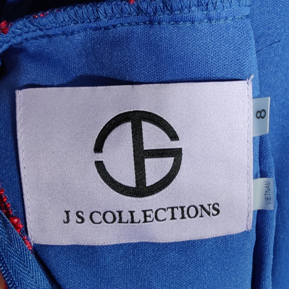 NWT JS Collection Blue and Red Midi Dress Size 8 - Picture 8 of 8